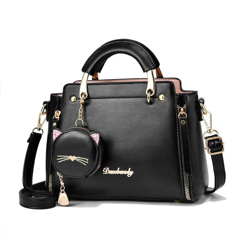 Pu Leather Cute Cat Design Ladies Shoulder Bag
