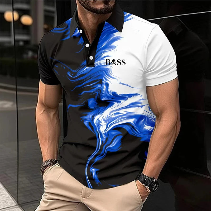 men's printed golf shirt