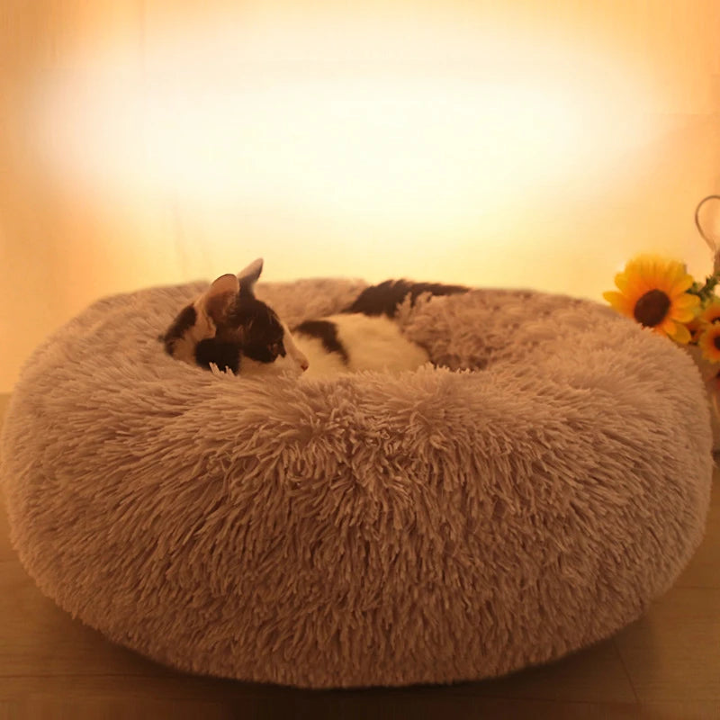 Cat Kennel Plush Round Winter Warm Bed
