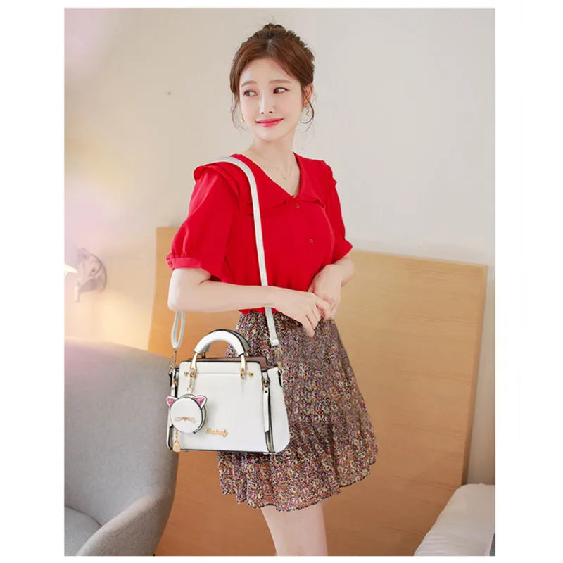 Pu Leather Cute Cat Design Ladies Shoulder Bag