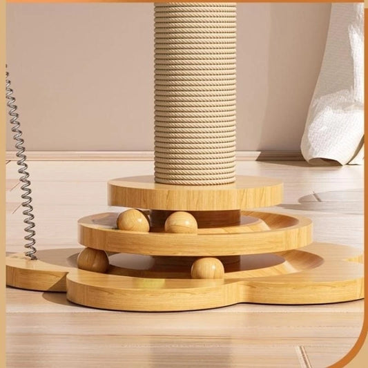 Pet Solid Wood Turntable Funny Stick  Balls