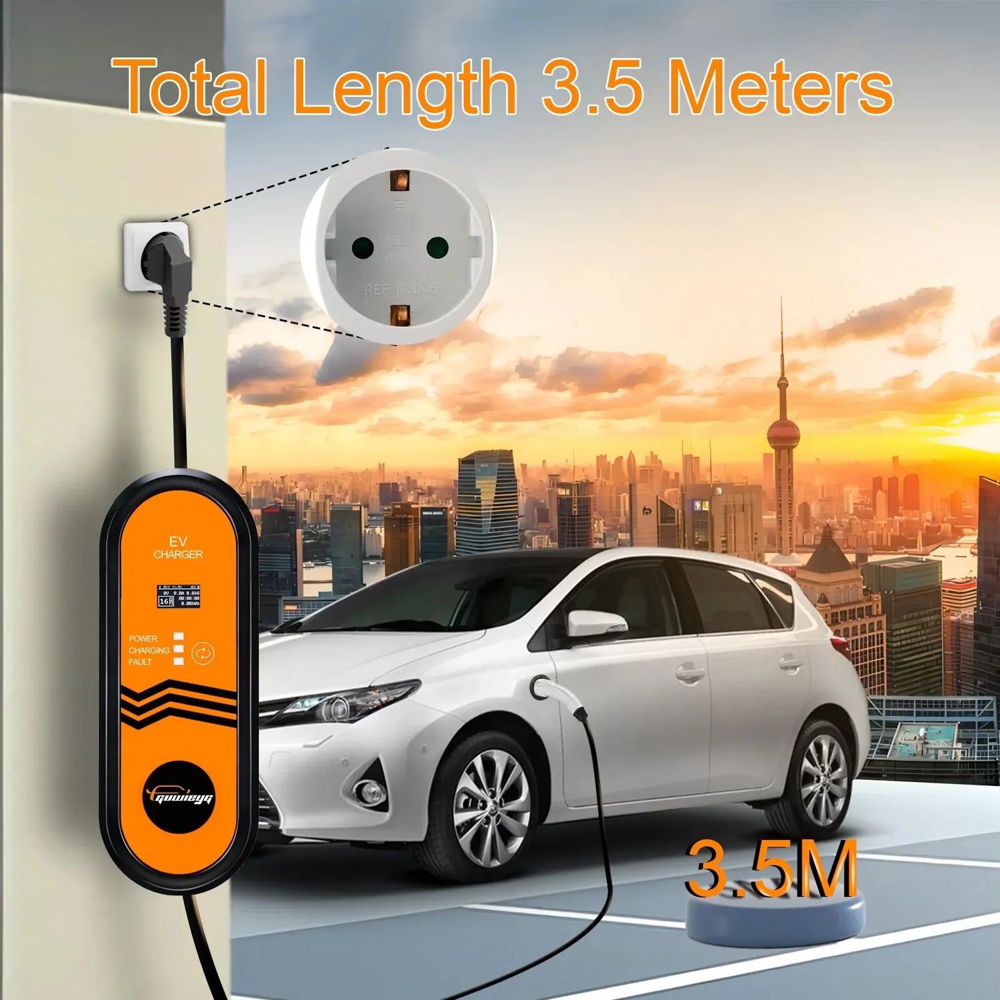 16A 1Phase 3.5kW 3.5m EV Charger
