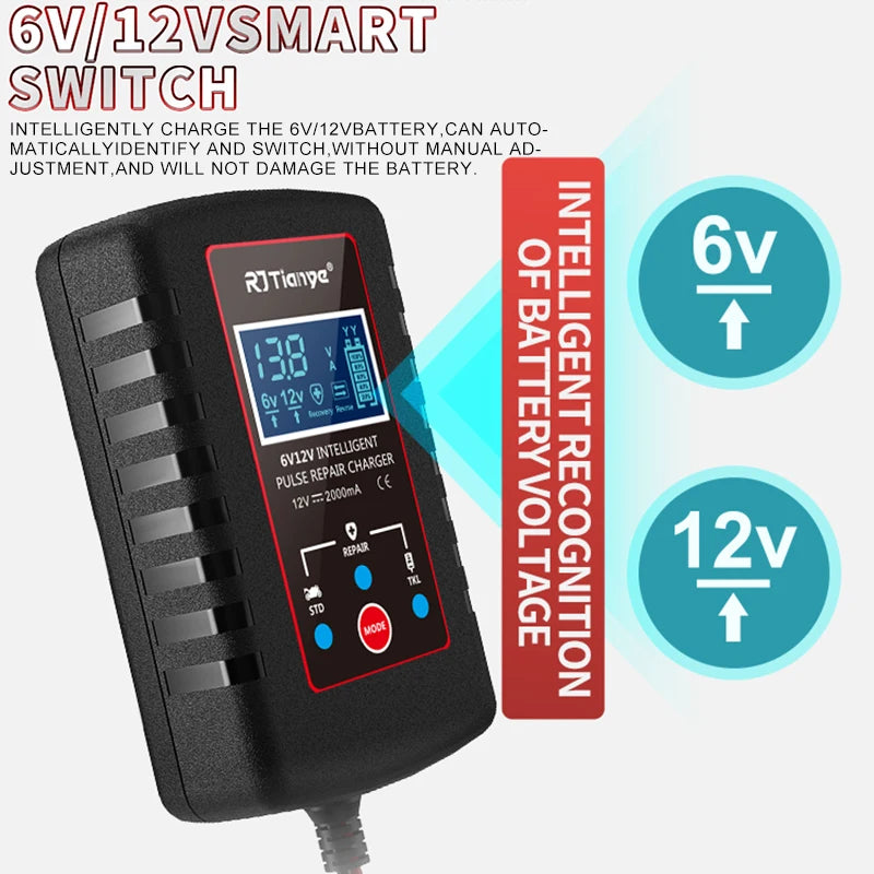 6V 12V 2A Smart Automatic Float Battery Charger
