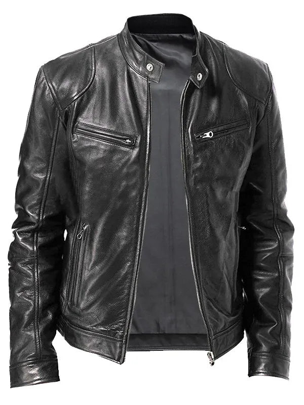Spring Casual Motorcycle Men PU Jacket