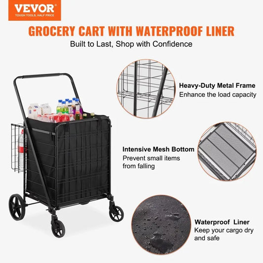 330lbs Heavy Duty Folding Shopping Cart