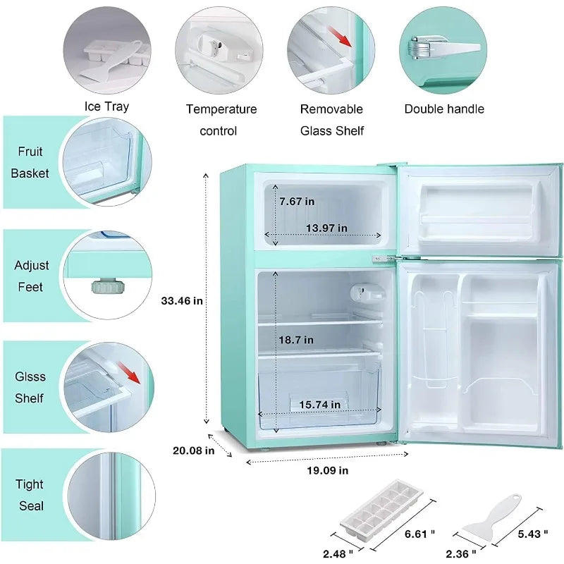Mini Retro Fridge with Freezer