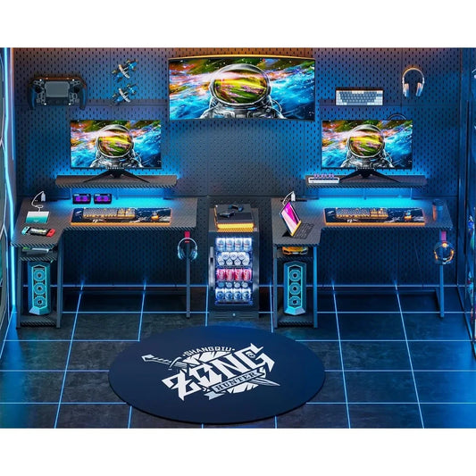 L Shaped Gaming Desk With LED Lights