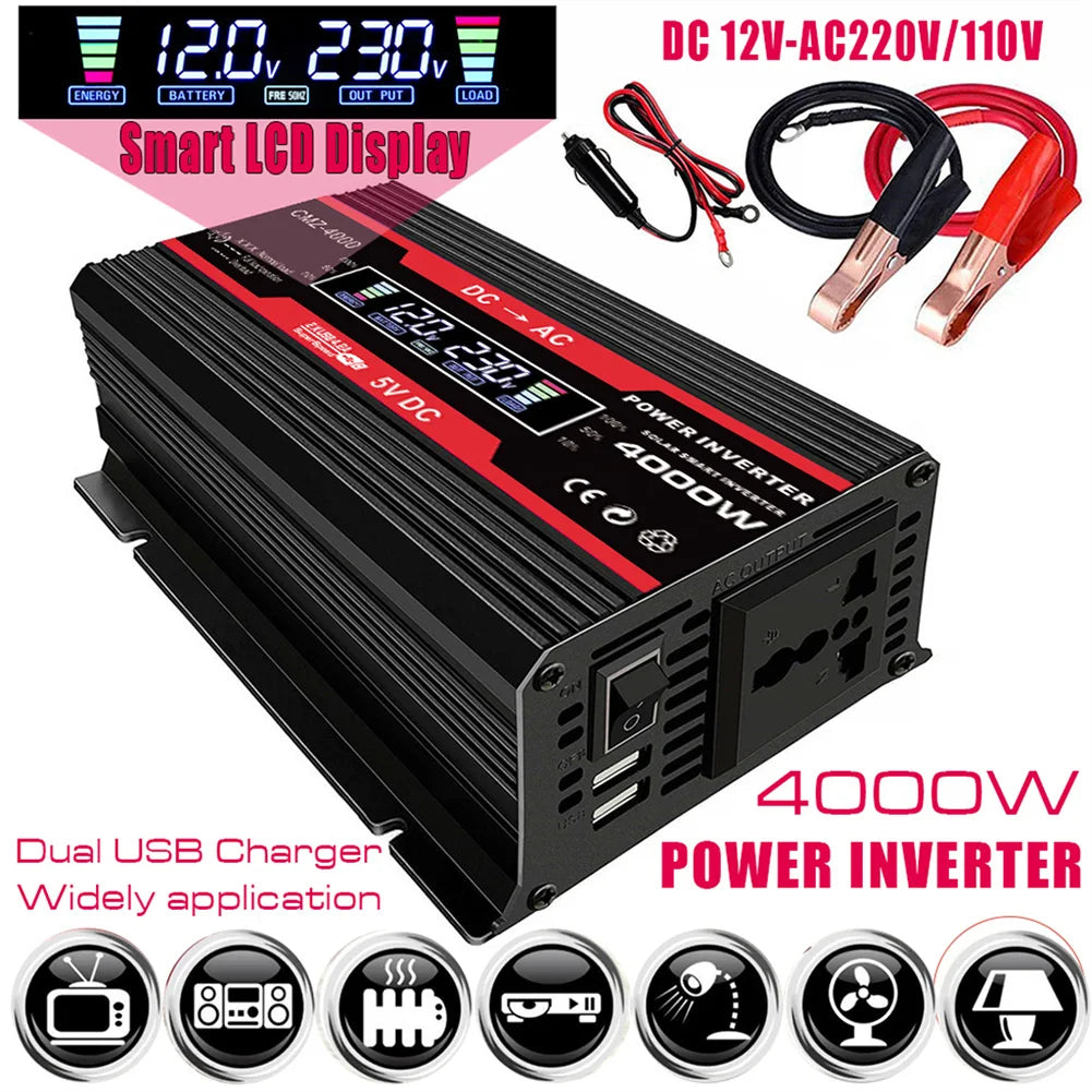 12V to 110V/220V LCD Display Inverter