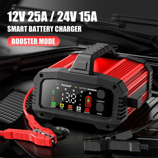 Portable 25A/15A LiFePo4 Smart Battery Charger