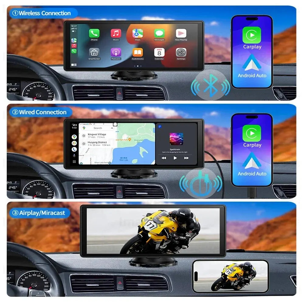 Universal 10.26" Dash Cam Wireless GPS Navigator