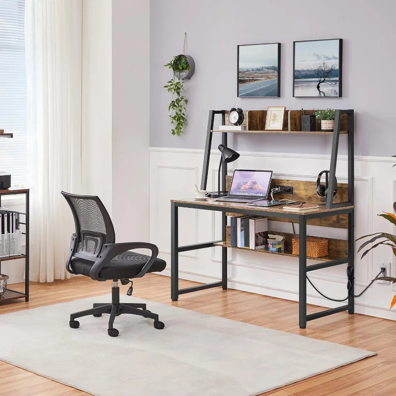 47 in Modern Computer Desk with Power Outlets