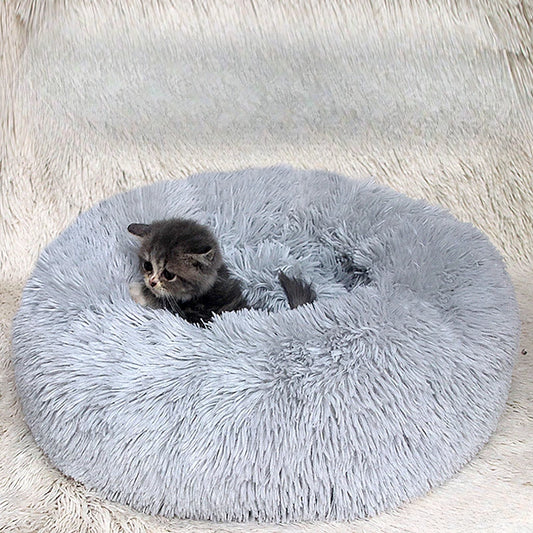 Cat Kennel Plush Round Winter Warm Bed