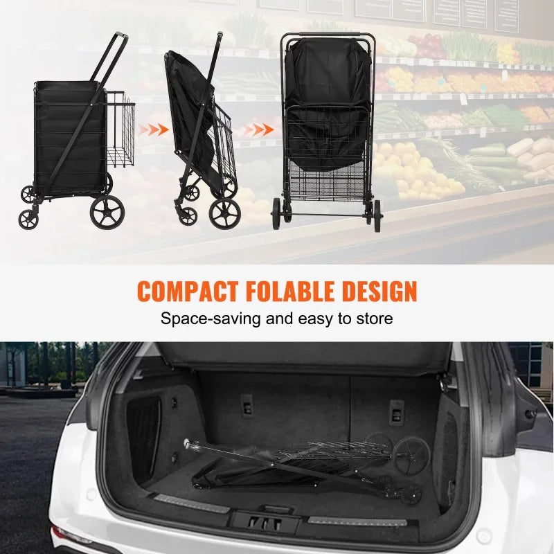 330lbs Heavy Duty Folding Shopping Cart