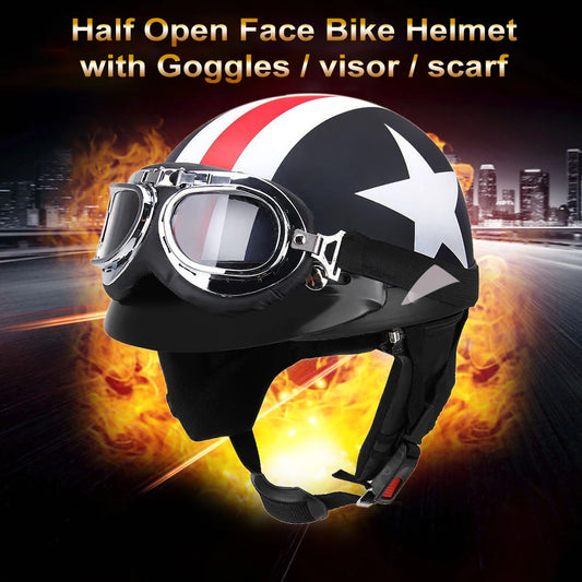 Half Open Face Bike Helmet with Goggles