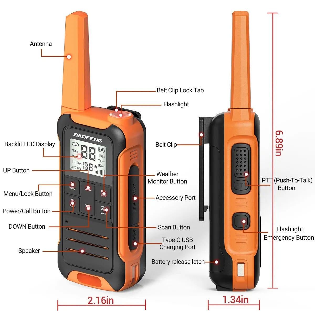 2pcs F22 Mini Walkie Talkie