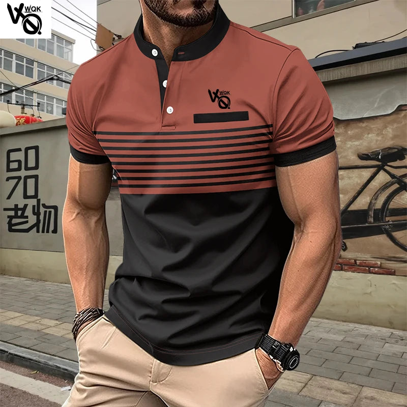 Summer Striped Polo Neck Short