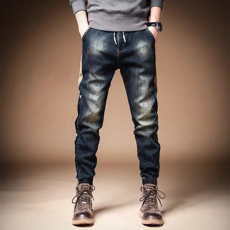 Male Winter Trend Elastic Cargo Jeans