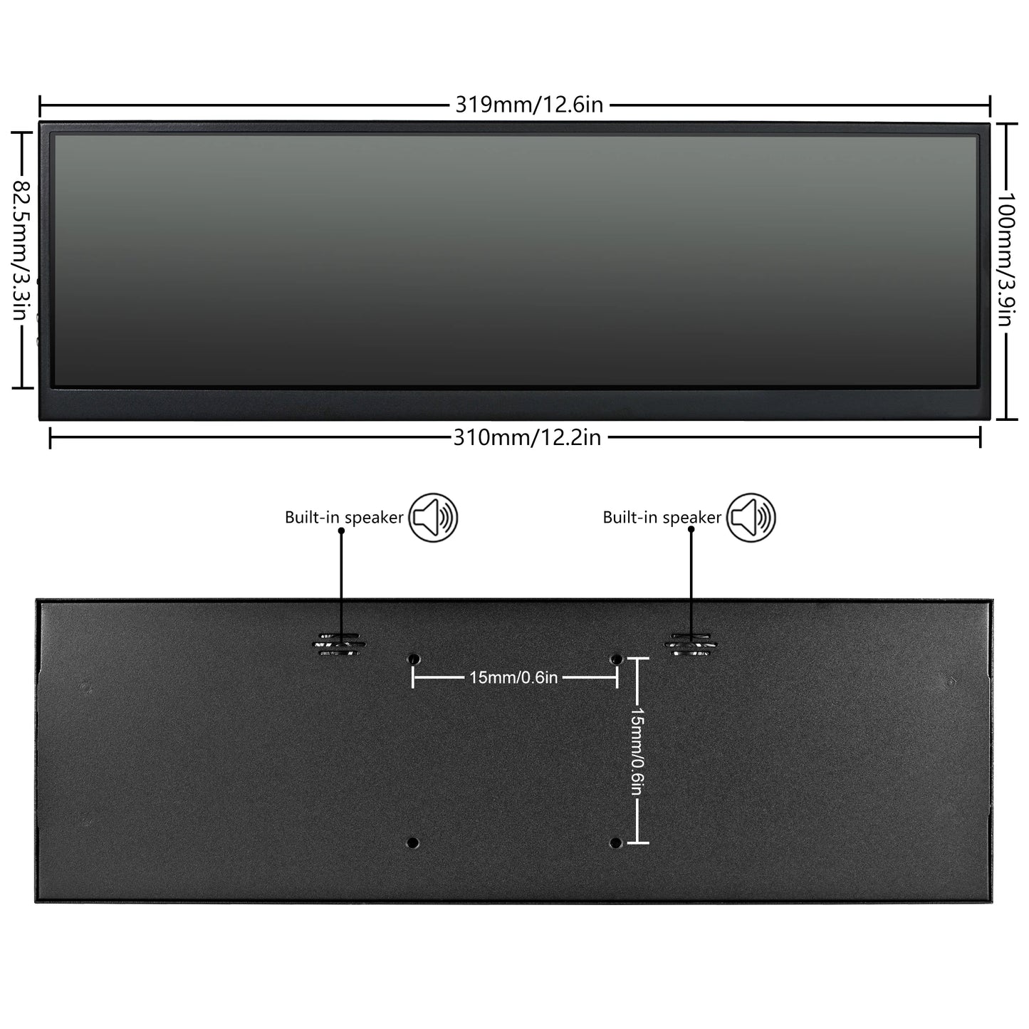 12.6 Inch Long Strip Display Touch Monitor
