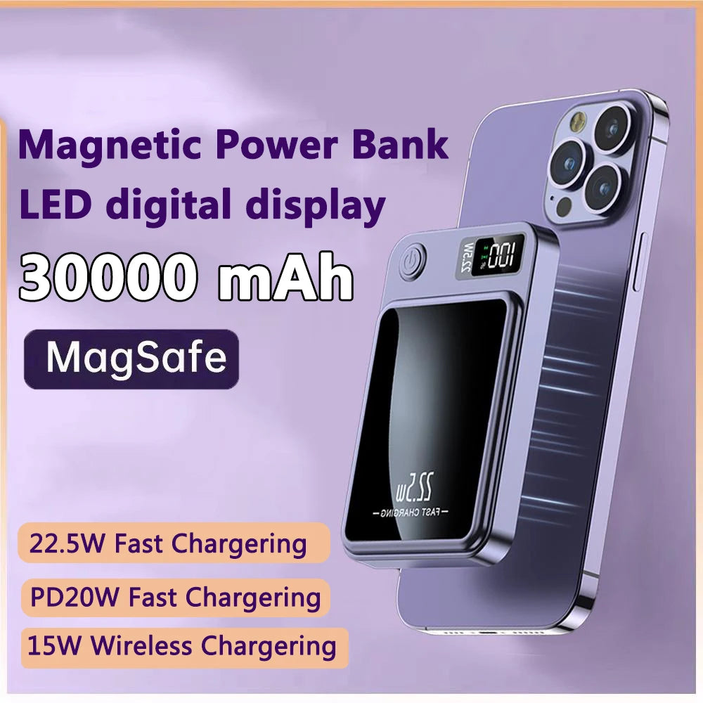 30000mAh Portable Induction Magnetic Power Bank