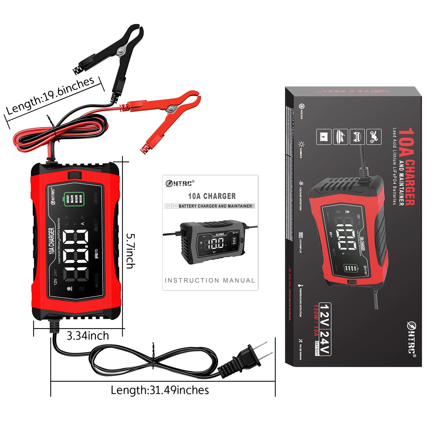 Lithium LiFePO4 10A 12V 24V Battery Charger