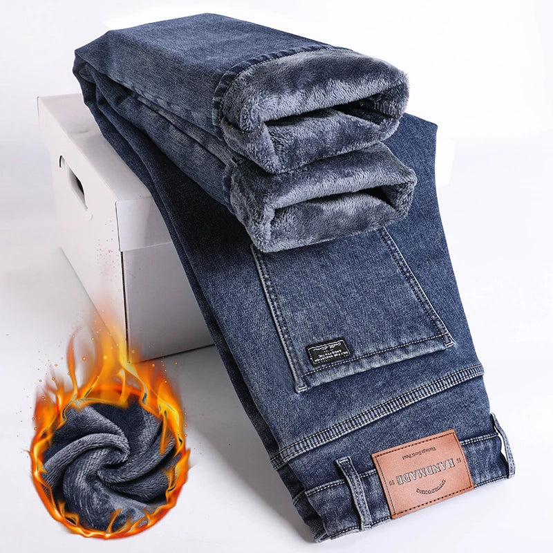 Men's Fleece Thick Warm Jeans