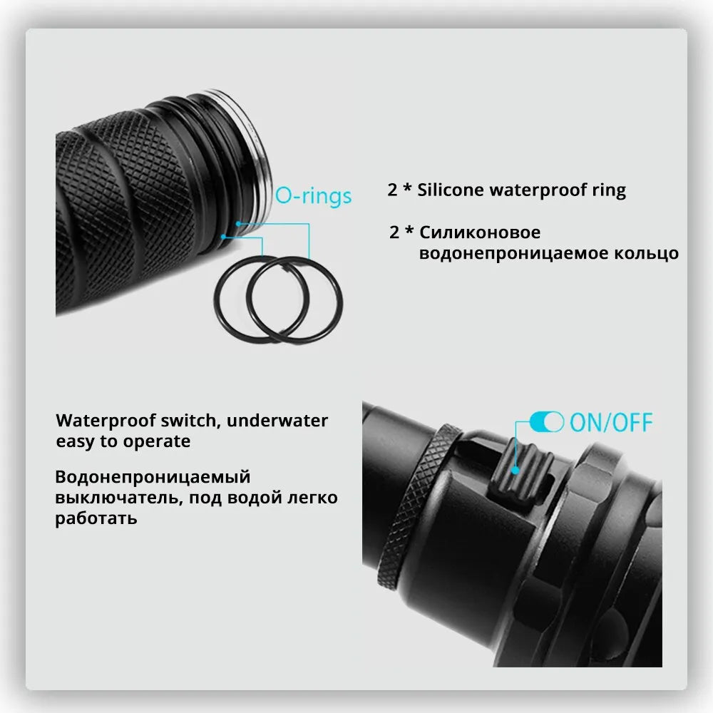 IP68 High Power Diving Flashlight