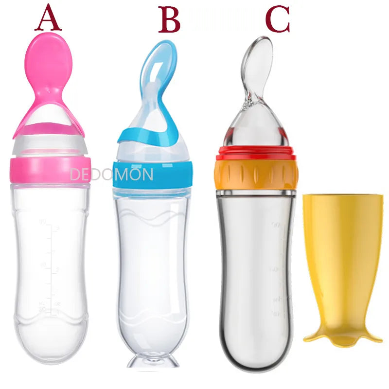 Baby Squeezing Feeding Bottle Spoon