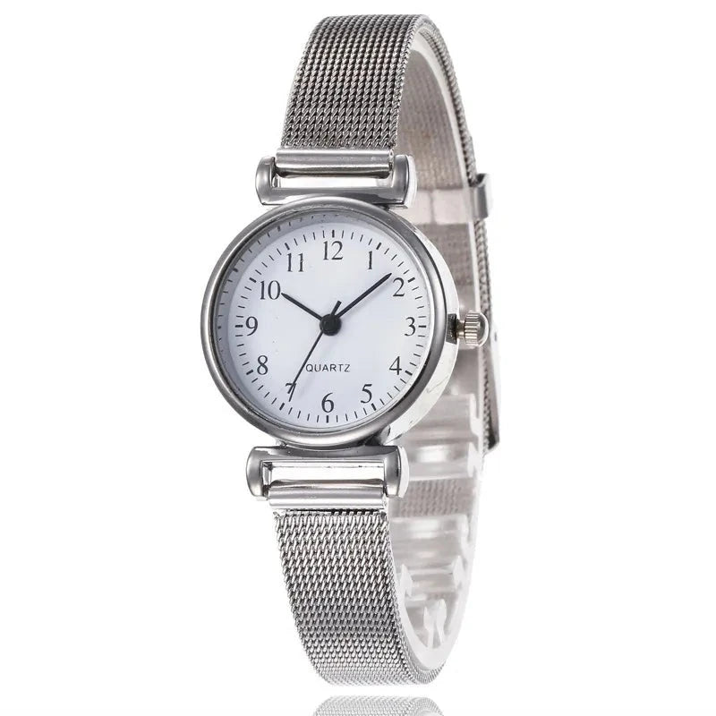 Female White Stainless Steel Band Watches