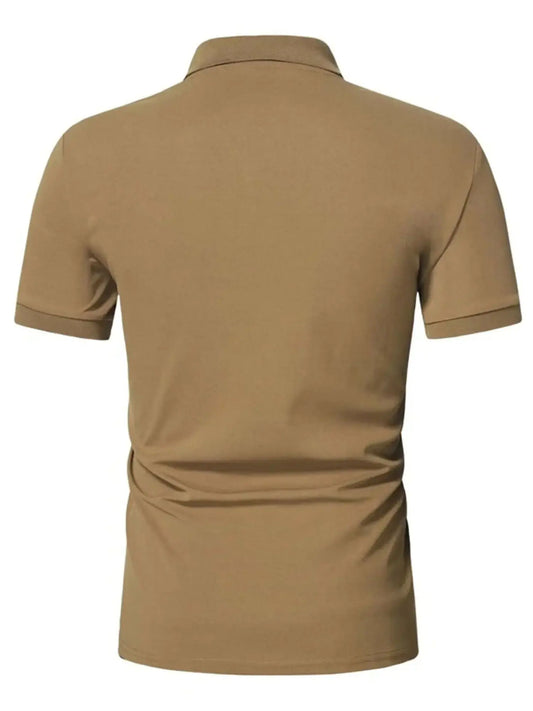 short-sleeved zipper polo T-shirt