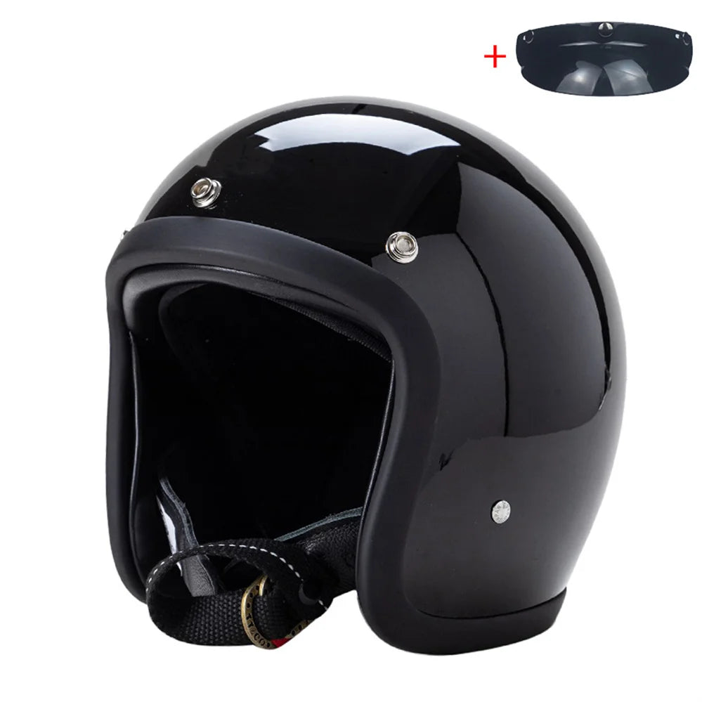 Vintage Fiberglass Open Face Motorcycle Helmet