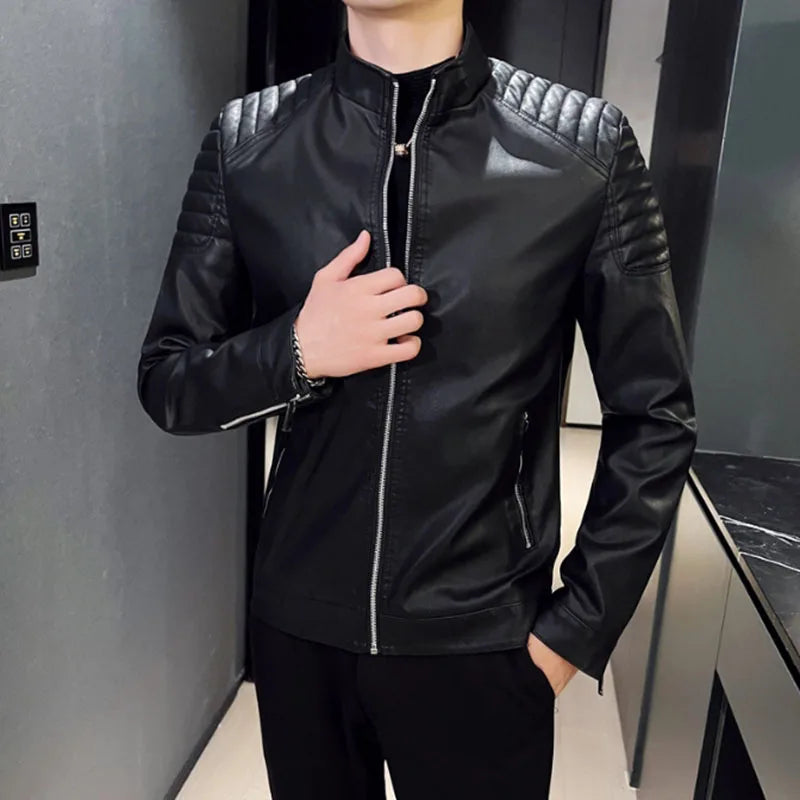 Men's Slim PU Biker Jacket