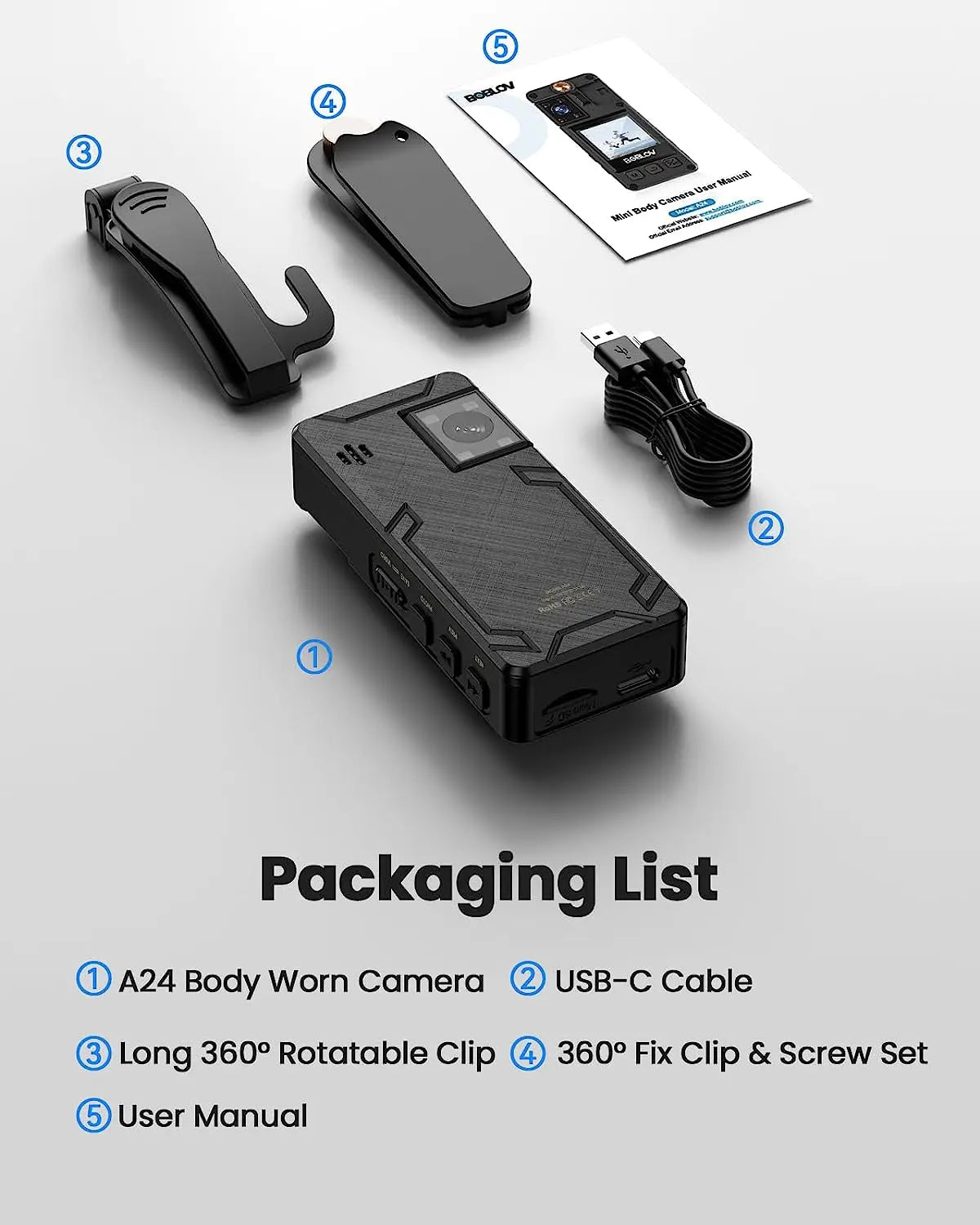 A24 1296P Night Vision Mini Body Camera