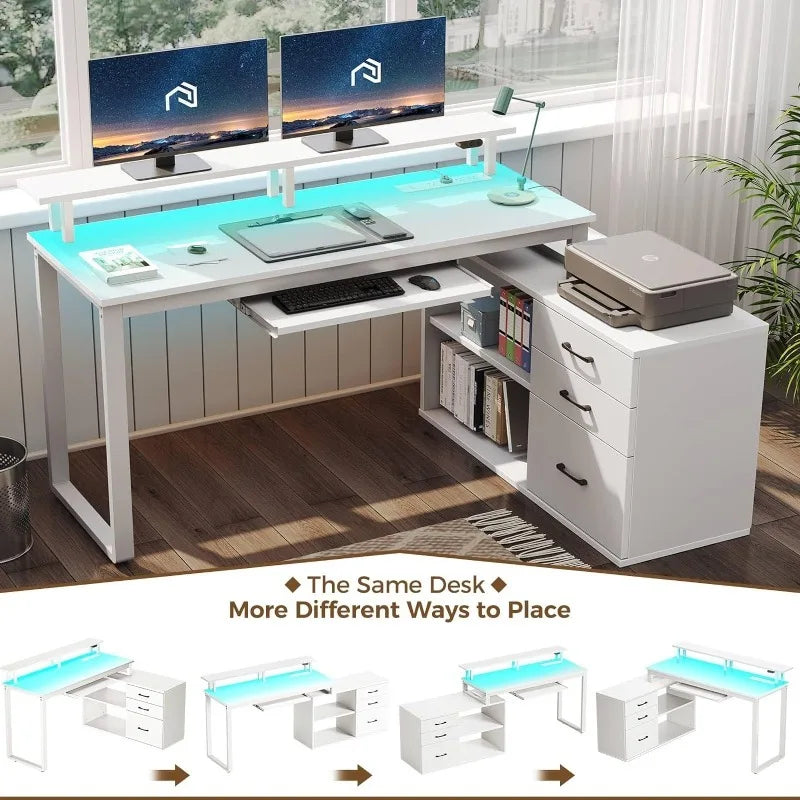 55 Inch Home Office Computer Desk with Drawers
