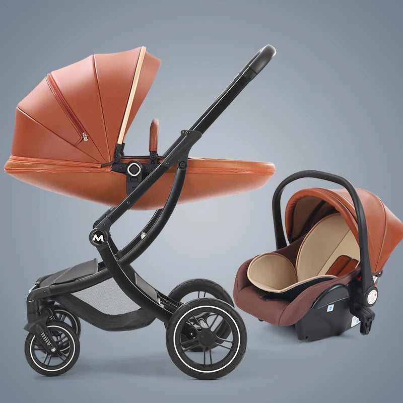 3 In 1 Leather Luxury Baby Stroller