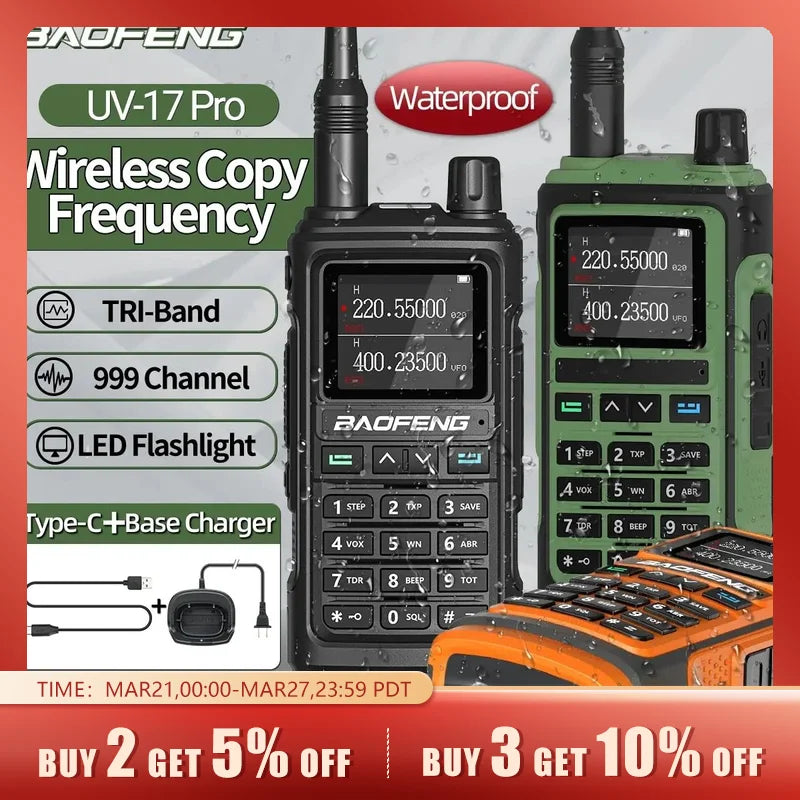 UV 17 Pro Wireless Copy Frequency Walkie Talkie