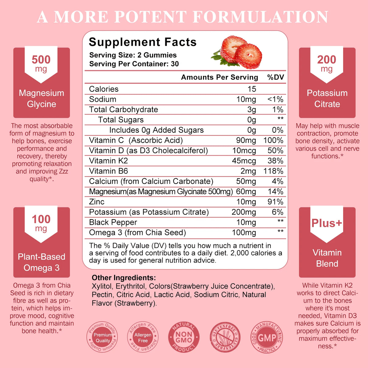 200mg Potassium Magnesium Gummies Magnesium Potassium Supplements for Sleep