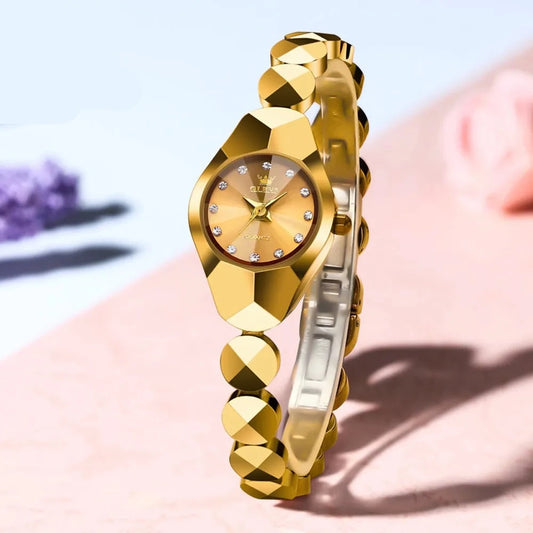 Women Rhombic Mirror Waterproof Wristwatch