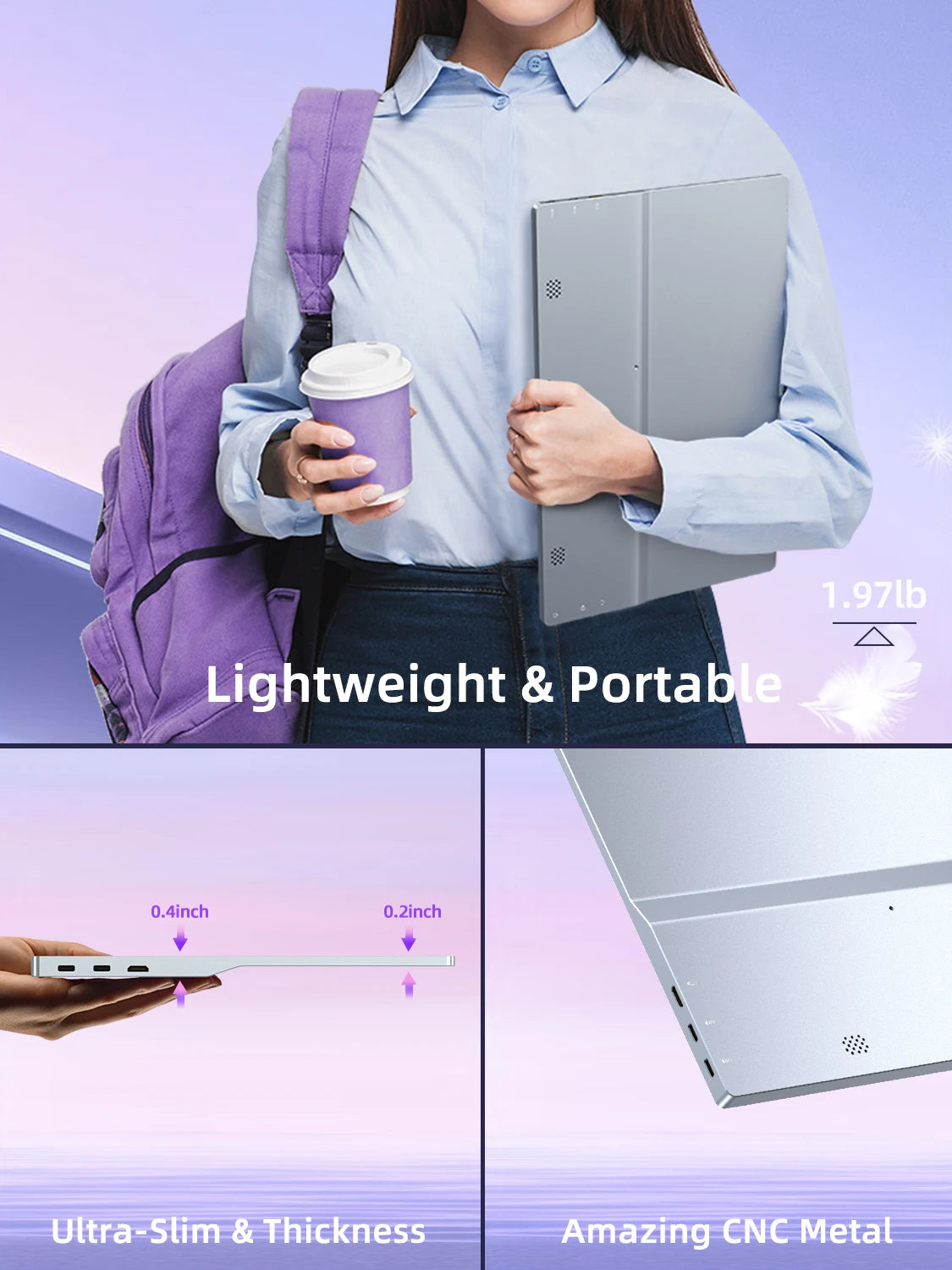 15.6 Inch 100% sRGB HDR IPS UHD 4K Portable Monitor