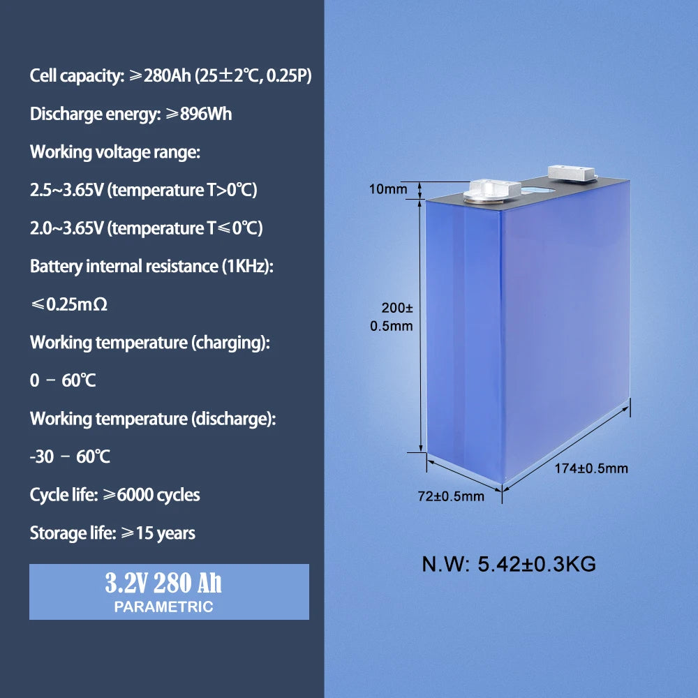 Lifepo4 3.2V 280AH Rechargeable 48V Solar Energy Boat