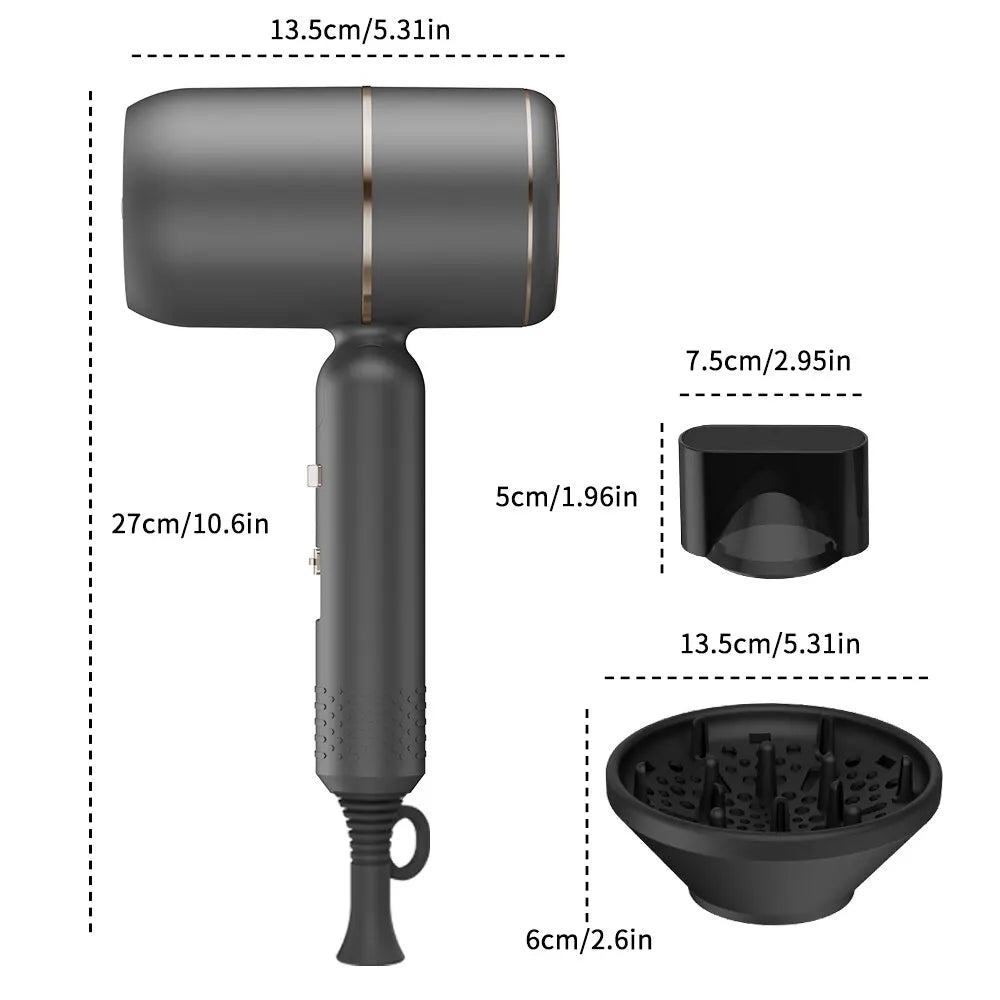 Portable Ionic Hair Dryer with Diffuser