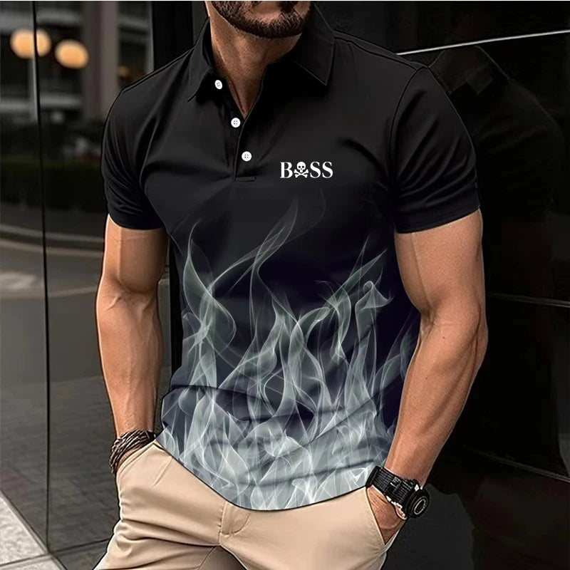 men's printed golf shirt