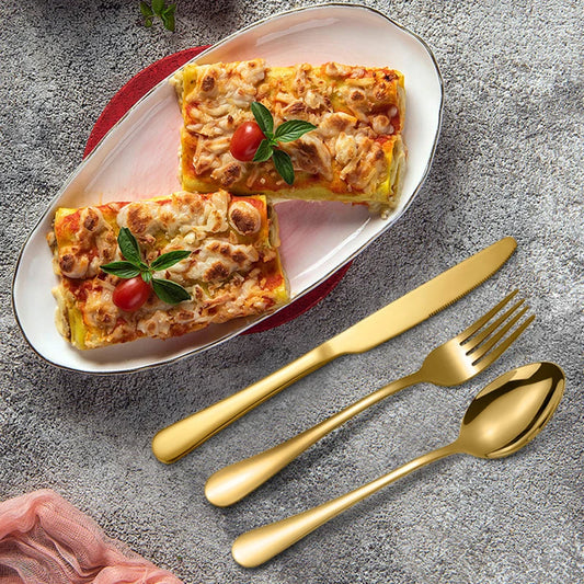 24/16/8 Pcs Dinnerware  Gold Silverware Set