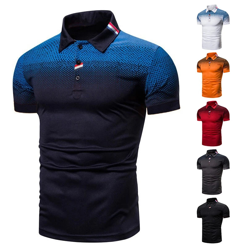Men's 3D Digital Print Casual Polo T-Shirt