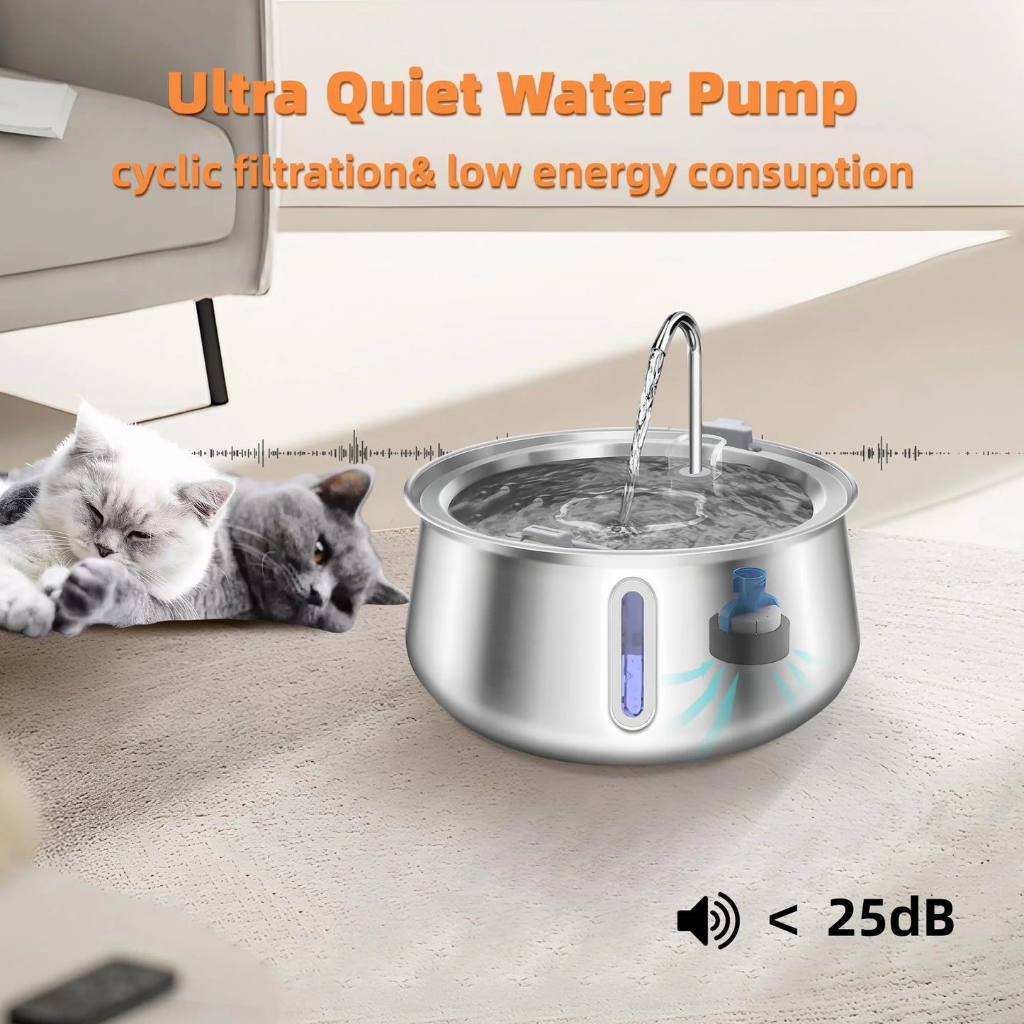 4L/134 oz Cat Automatic Water Fountain with Faucet