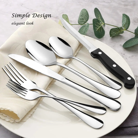 24-Piece Silverware Set with Steak Knives