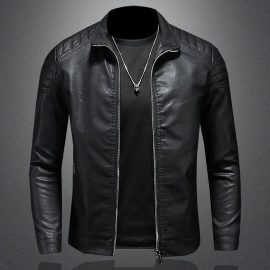 Men's Slim PU Biker Jacket