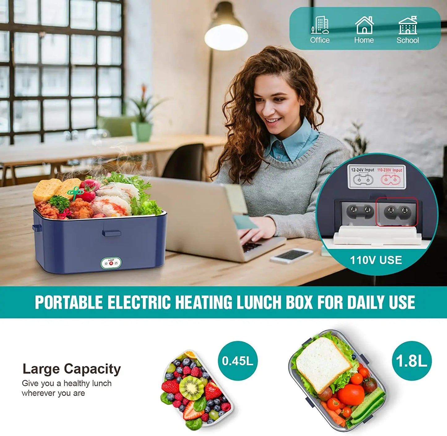 1.8L 60W Electric Lunch Box Food Heated