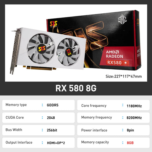 RX 580 8GB 2048SP With RGB Light Video Card