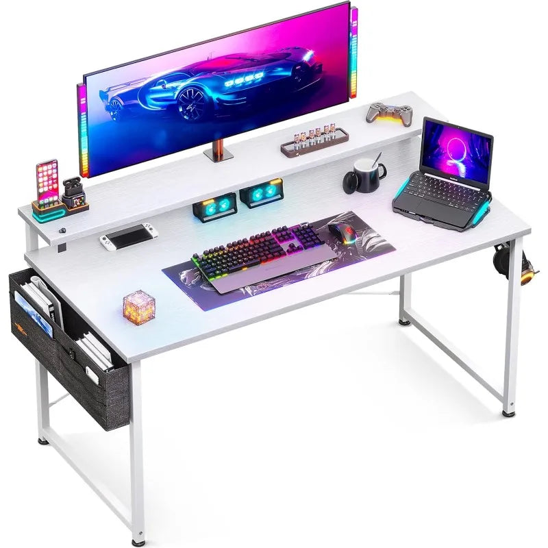 Computer Desk with Adjustable Monitor Shelves