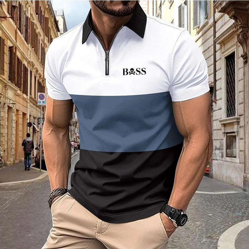 men's printed golf shirt